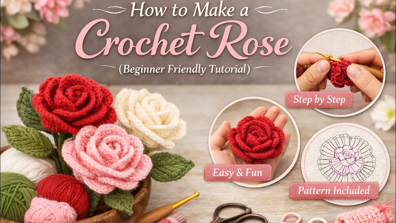 How to Make a Crochet Rose (Beginner Friendly Tutorial)