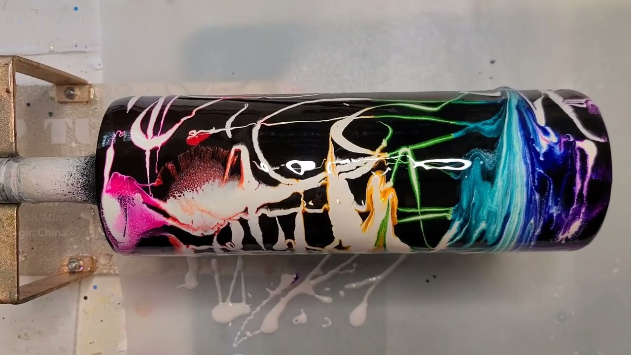 Alcohol Ink Rainbow Swirl on a Black Base Epoxy Tumbler, gorgeous new ink! decal gone totally wrong!