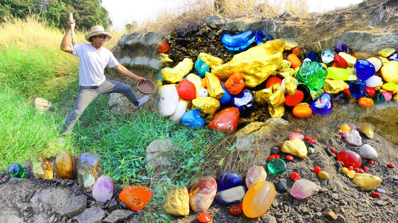 Gold mining is worth millions of gold nuggets, diamonds, under rocks.