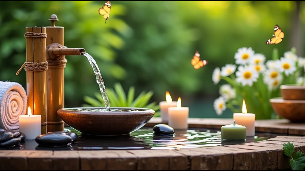 Beatiful Piano & Water Fountain Sounds – Deep Sleep, Meditation & Stress Relief