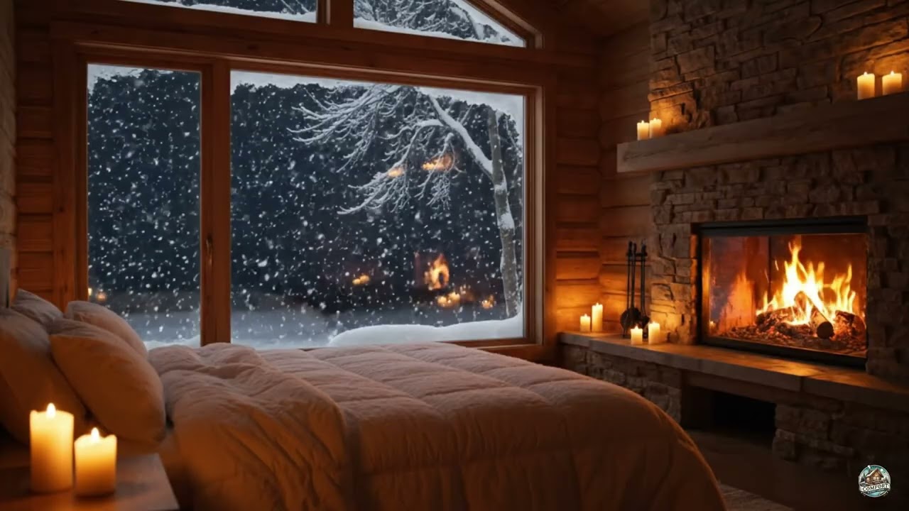 Cozy Snowfall❄️🔥 Fireplace & Snowfall Ambience #relax