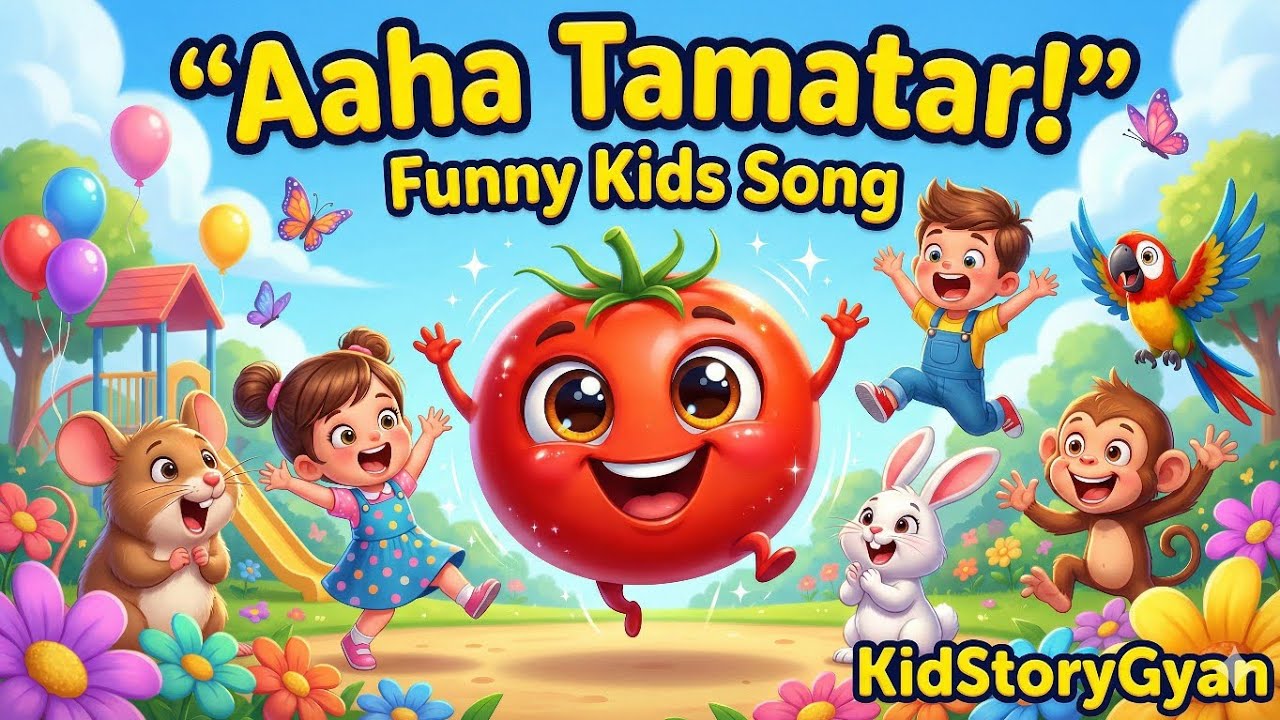 Aaha Tamatar Bada Mazedaar 🍅 | Kids Rhymes | Healthy Food Cartoon | KidStoryGyan