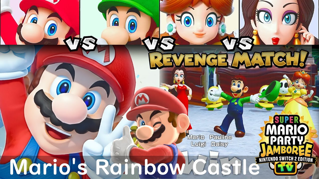 Super Mario Party Jamboree TV Mario vs Luigi vs Daisy vs Pauline in Mario's Rainbow Castle