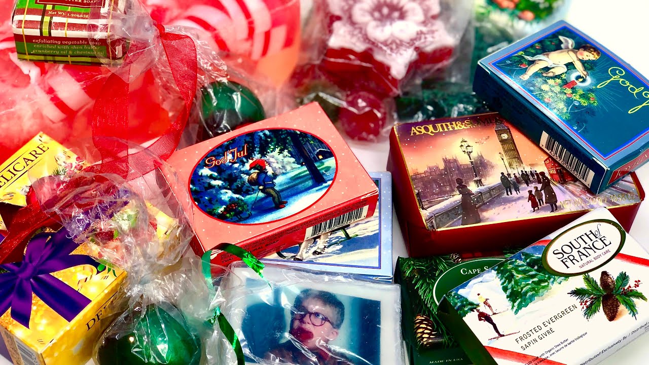 Christmas / Holiday Soap Haul - ASMR INTERNATIONAL SOAPS - Opening / Unboxing / Unwrapping - TINGLES