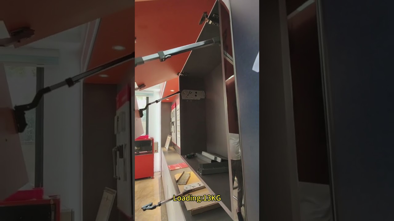 Flip-up folding door supports random stop hydraulic lever hardware #shorts  #cabinet #kitchen
