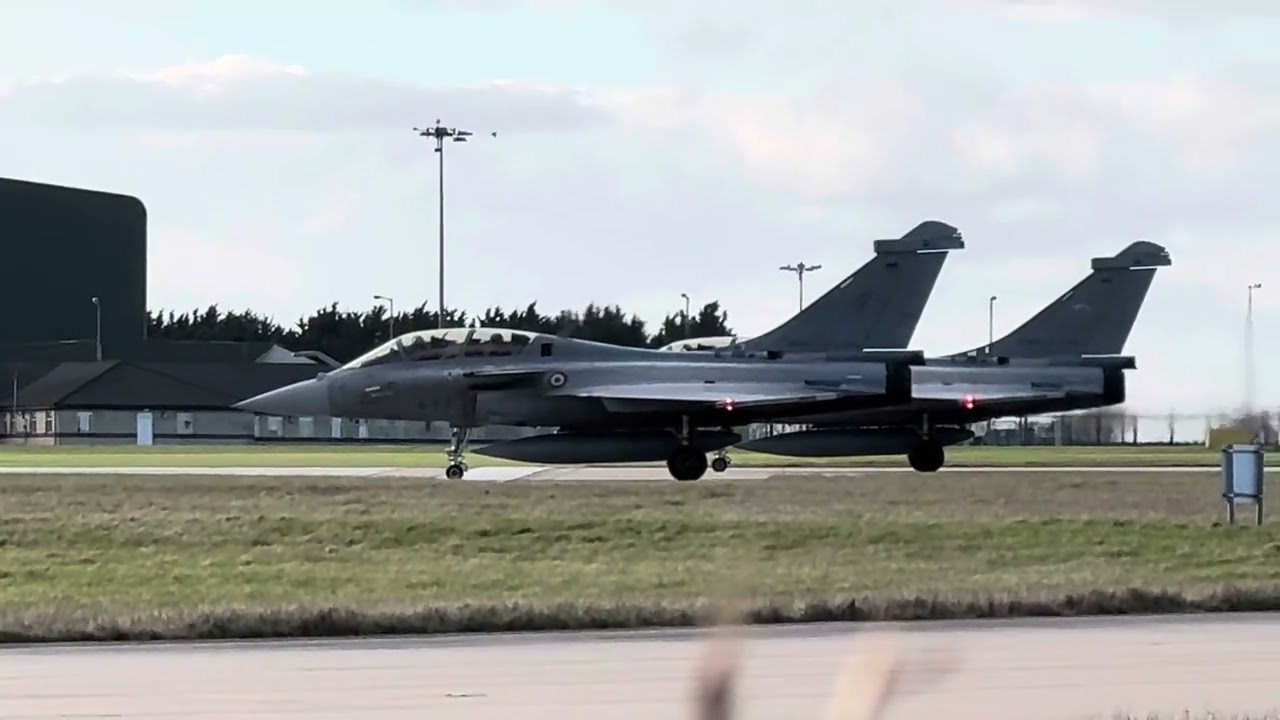 French Rafales having some fun the cockpit before taking off from RAF Waddington