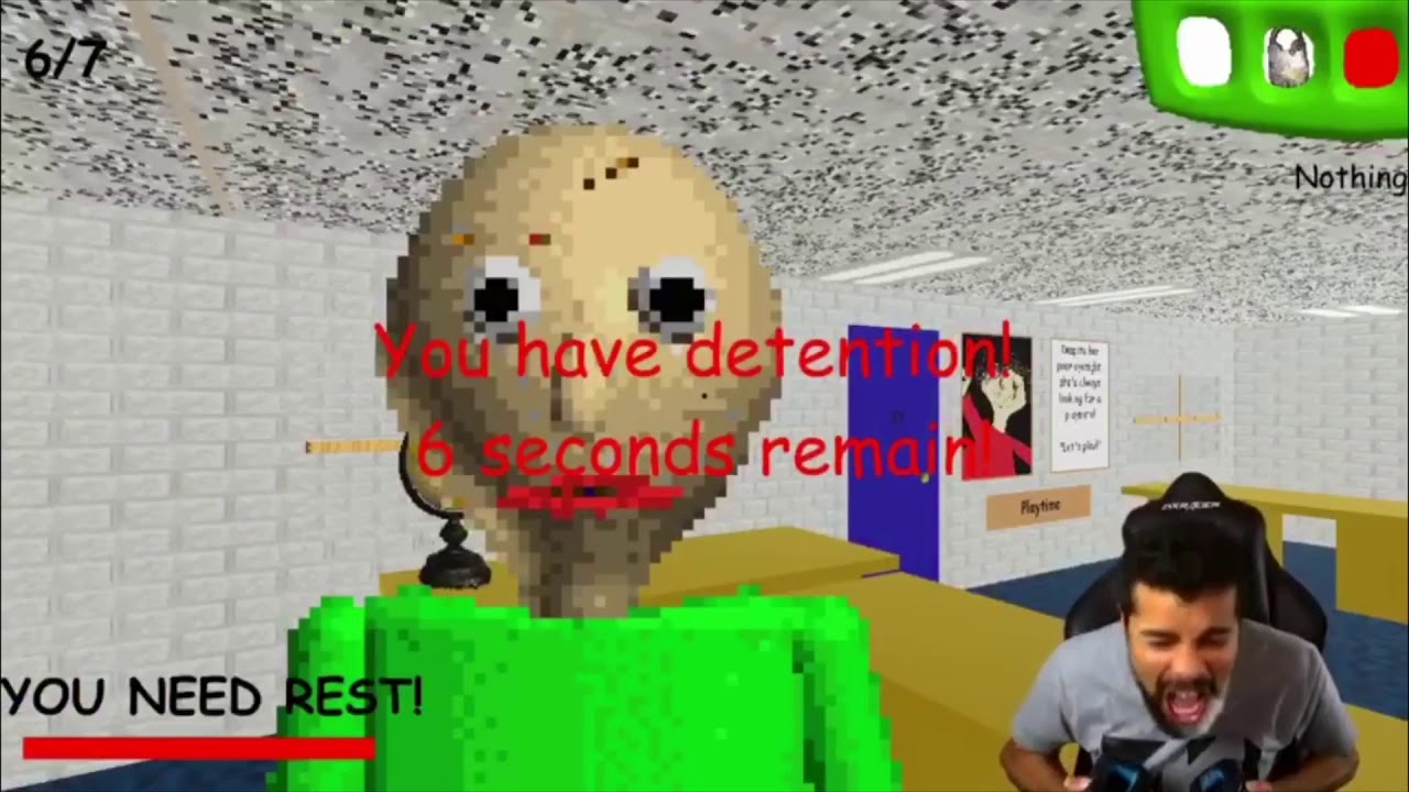 DomPlays getting mad while playing Baldi&rsquo;s Basics for (almost) 9 minutes