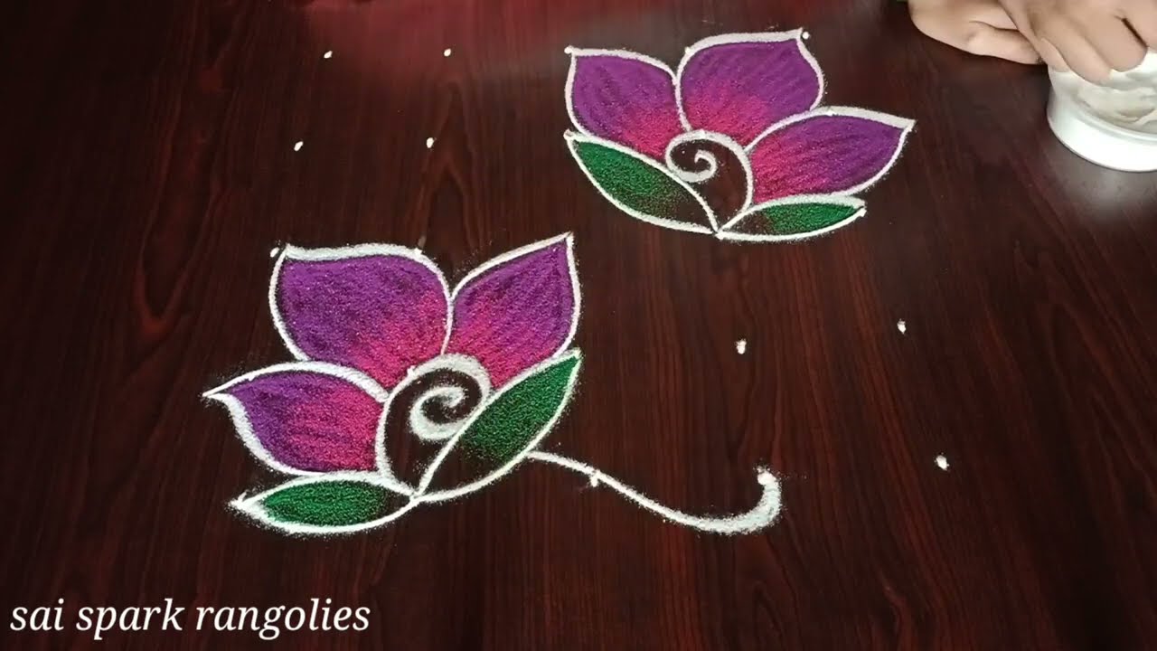 Simple flower rangoli / creative rangoli designs / latest pulli kolangal / easy rangoli 