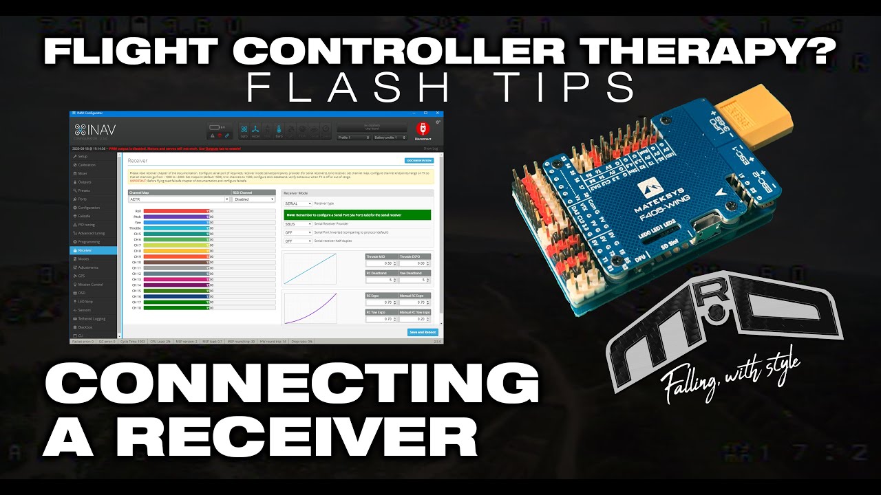 Connecting the receiver and setting up in iNav