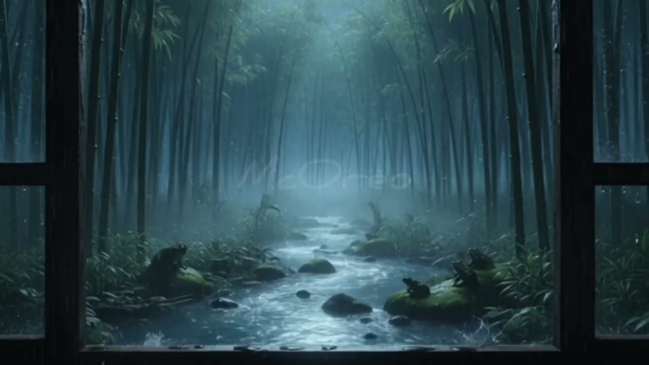 Rain and thunder bamboo forest screensaver