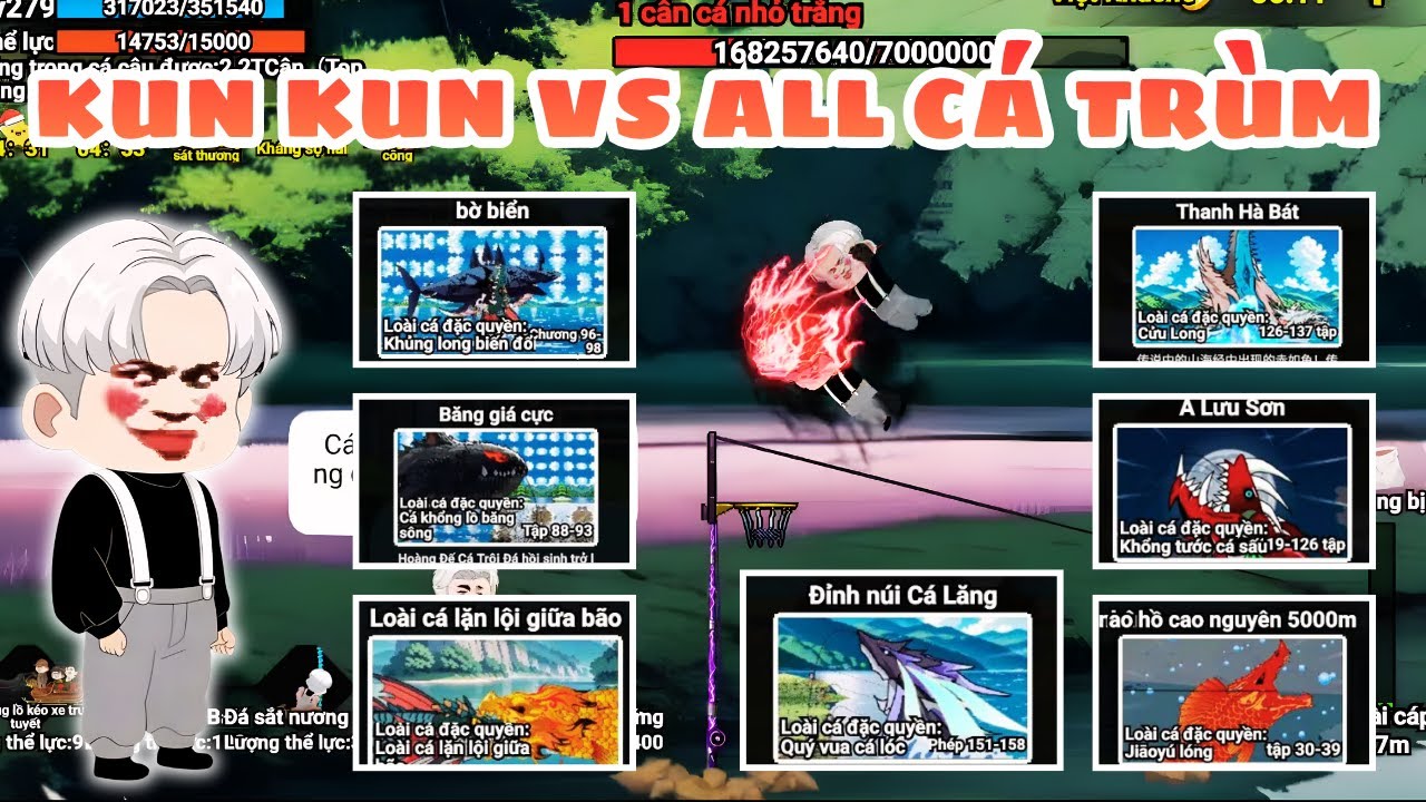 SIÊU MẠNH - DÙNG NHÂN VẬT MỚI KUN KUN SOLO VỚI TẤT CẢ CÁ TRÙM TRONG GAME CÂU CÁ VẠN CÂN