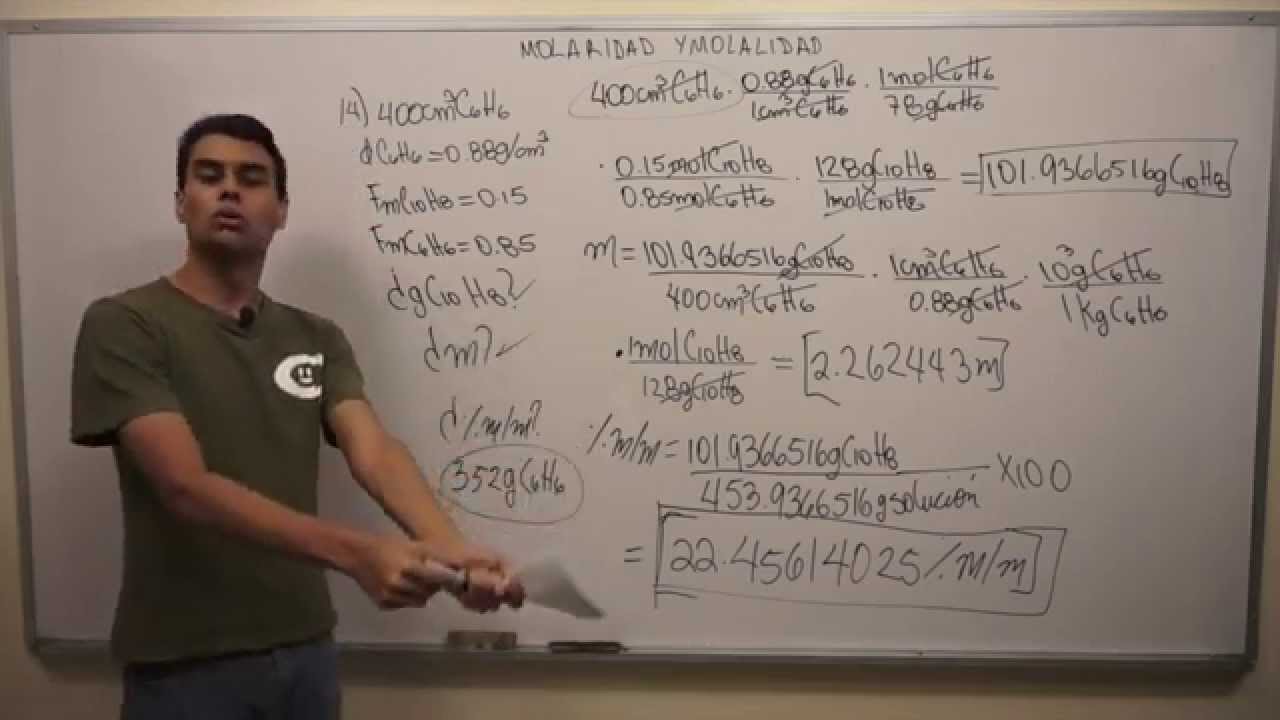 Molaridad y Molalidad de una Solución | Ejercicio #9