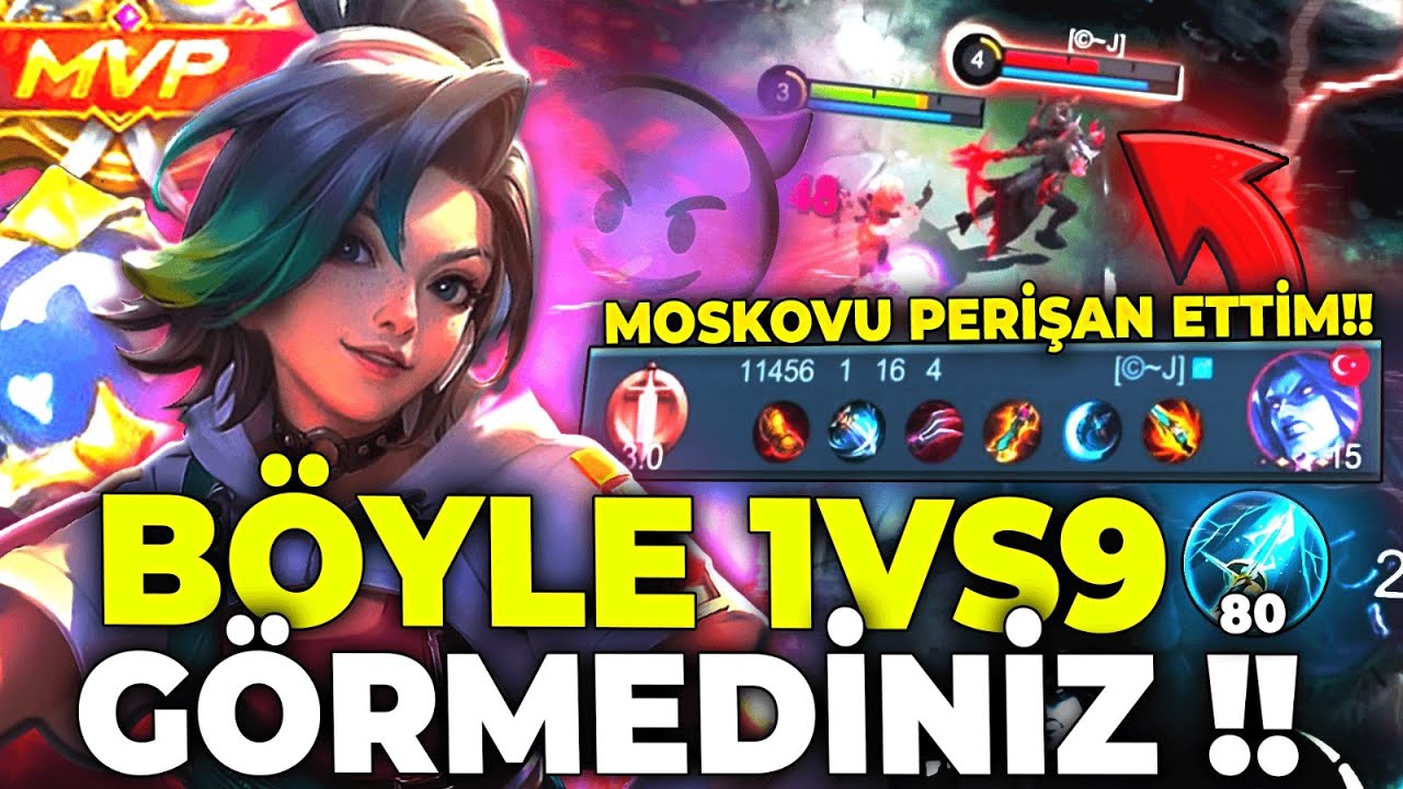 MOSKOVU OYUNA GİRDİĞİNE PİŞMAN ETTİM !! 1VS9 VAKTİ Jin Ixia !! | Mobile Legends