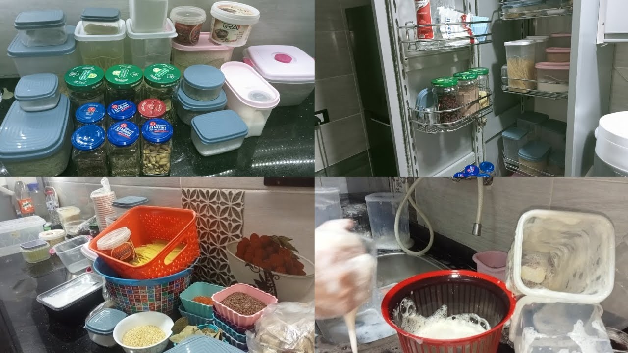 تنضيف وترتيب دولب الخزين راحه نفسيه في الفديو للي بيحب الترتيب فقط 💯👌