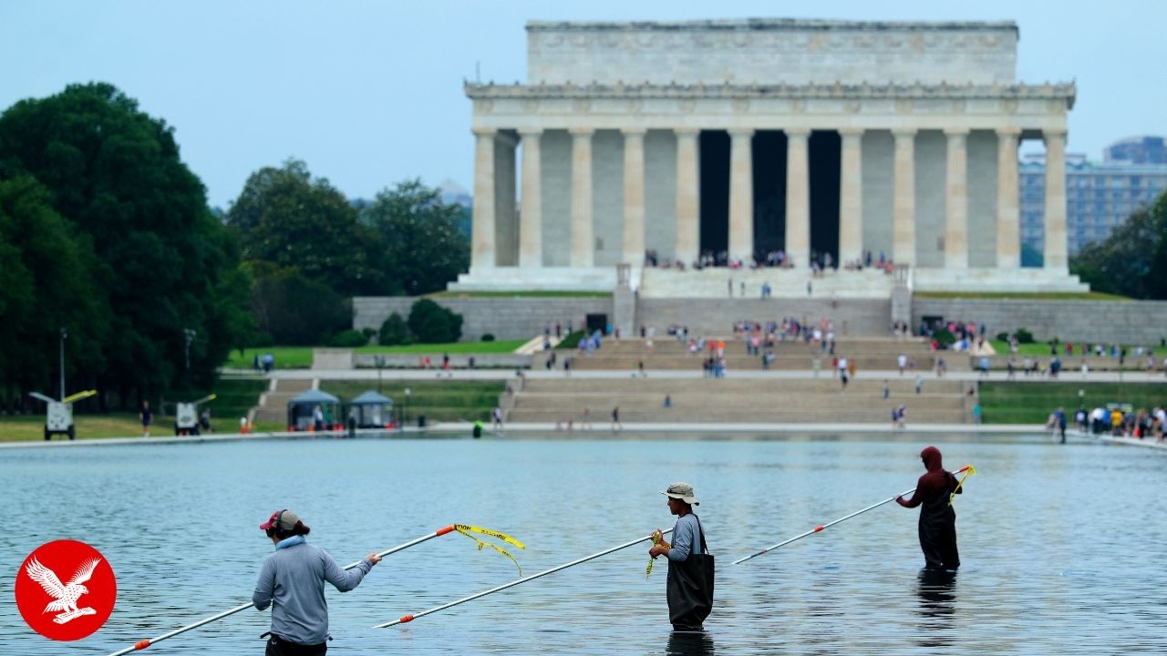 Paint is peeling from Reflecting Pool days after Trump's $14m 'renovation'