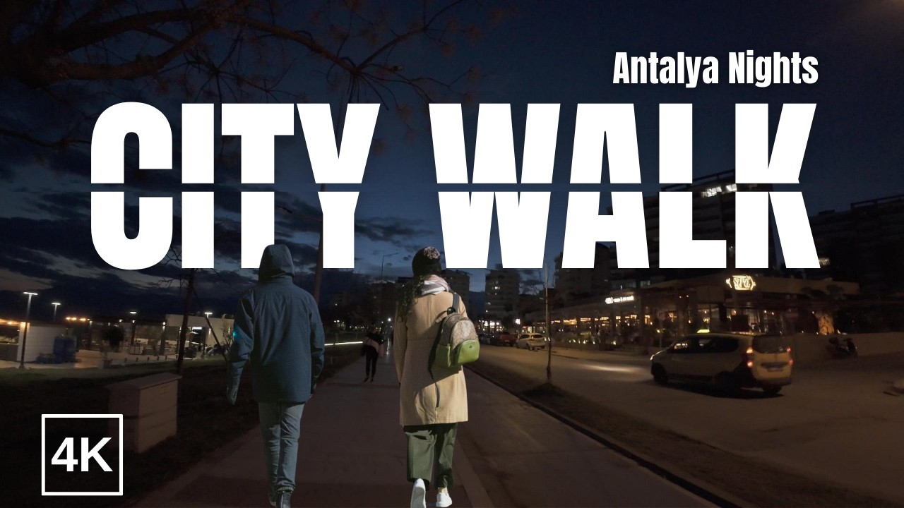 Antalya Night Walk 4K | Lara Beach City Lights Walking Tour, Turkey