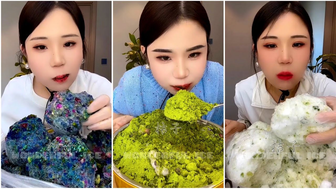 ASMR ICE EATING with MATCHA / ONLY BITES