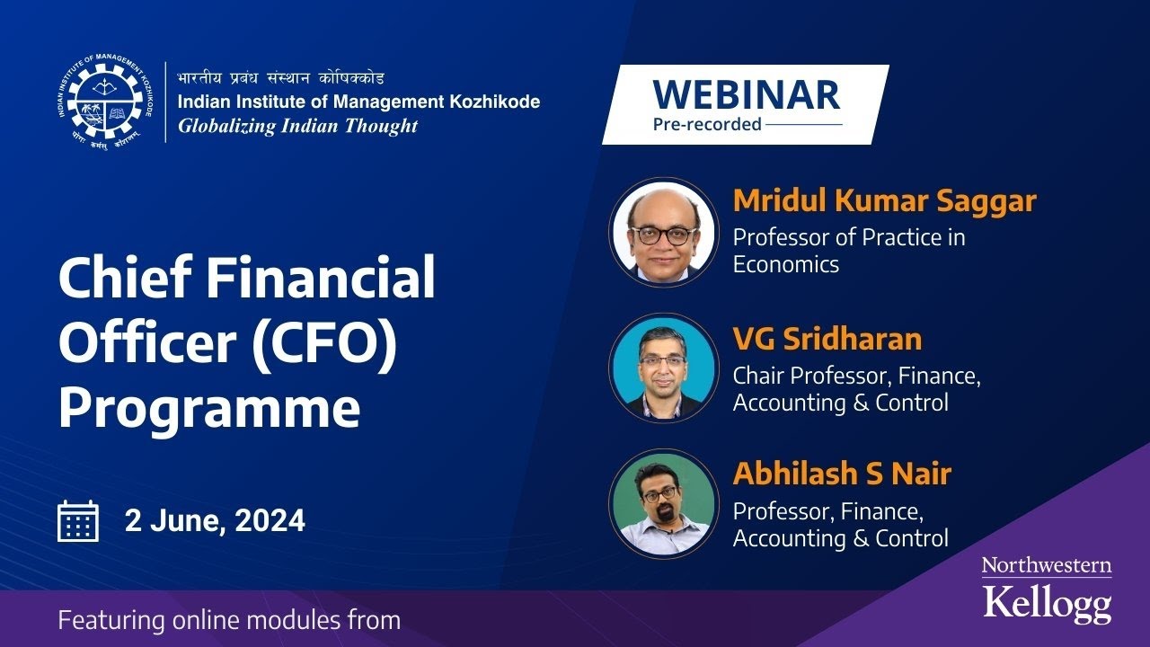 Programme Webinar for IIM Kozhikode's Chief Financial Officer (CFO) Programme