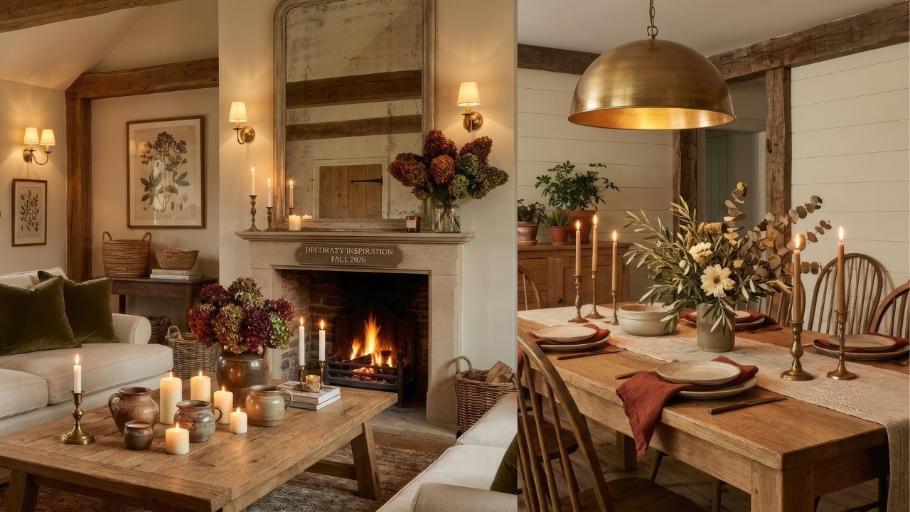 ОСЕННИЙ ДЕКОР ГОСТИНОЙ И СТОЛОВОЙ 2026 🍁 Стиль коттедж 🍁 | Decorazy Inspiration