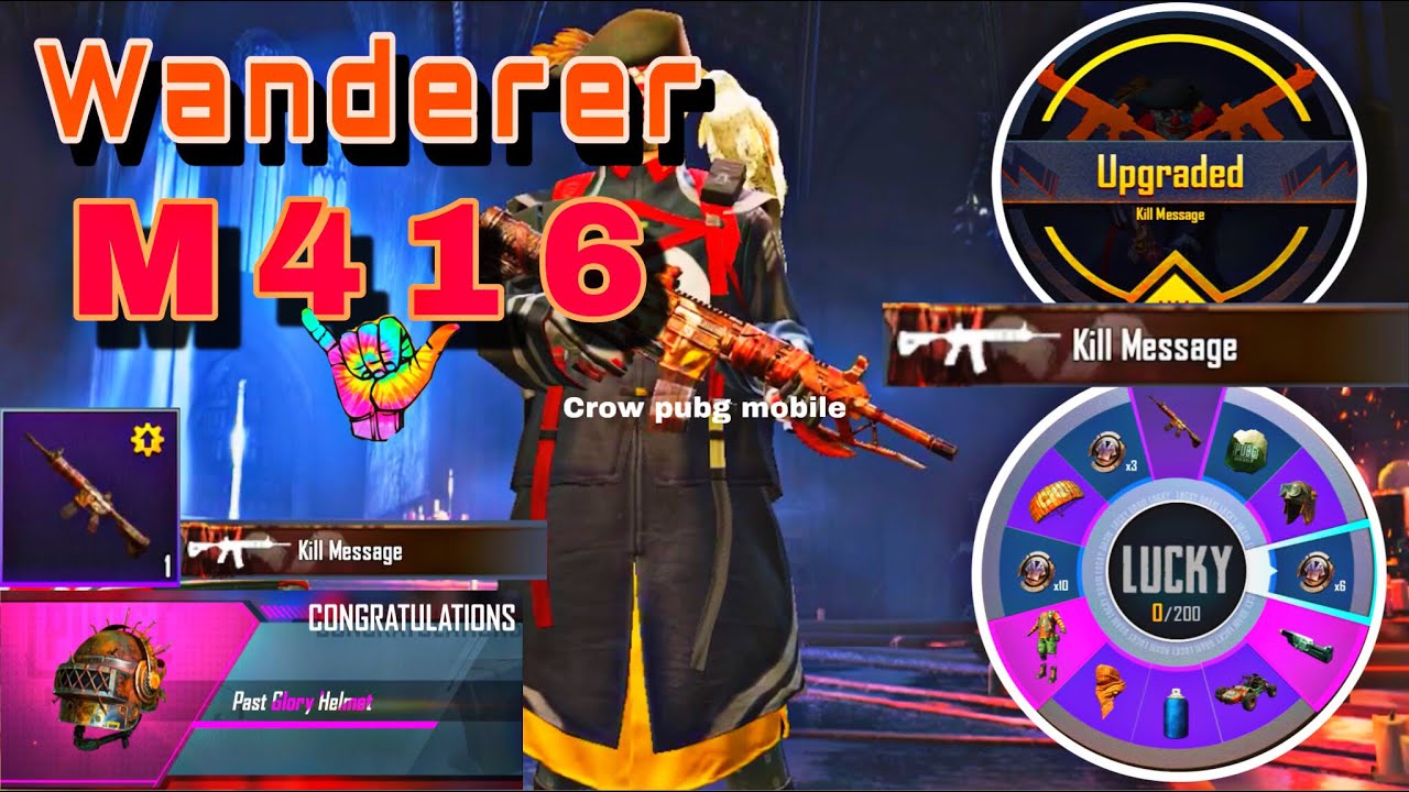 PUBG MOBILE NEW LUCKY SPIN | WANDERER M416 MAX LEVEL 7| MORE THEN 200 SPINS| CROW PUBG MOBILE