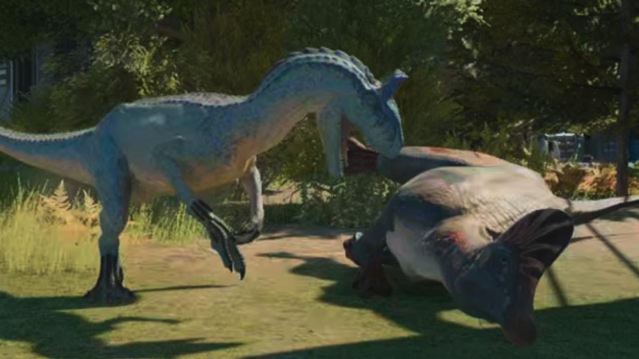 Jurassic World Evolution 3: Cryolophosaurus pair vs Corythosaurus pair