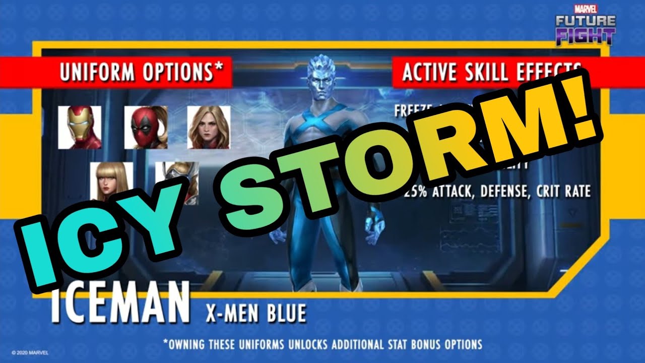 ICEMAN UNIFORM OPTIONS & STORM T3 TEASE | MARVEL FUTURE FIGHT | MFF