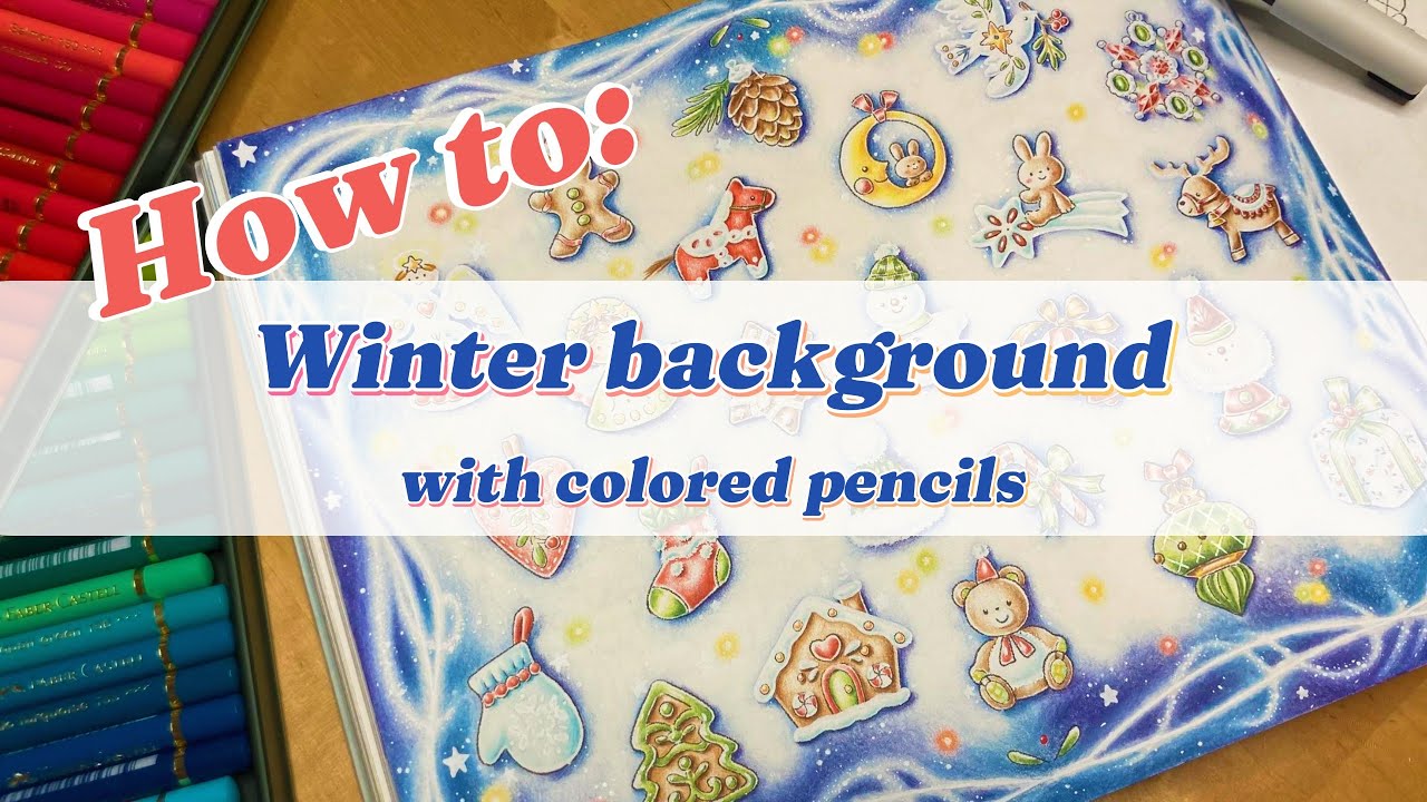 Background idea for winter with colored pencils