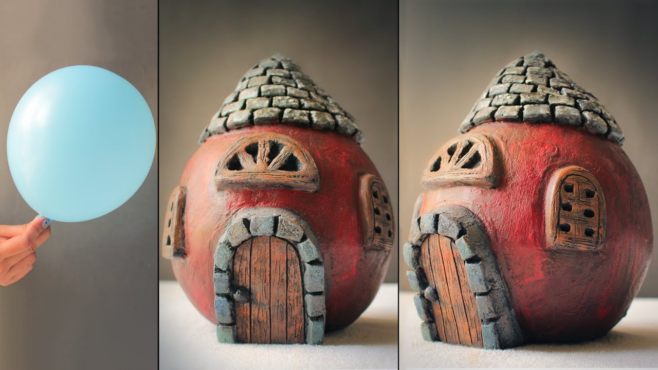 DIY Fairy House Using a Balloon & Cement | DIY Cement Fairy House For Garden | Fairy Garden Houses
