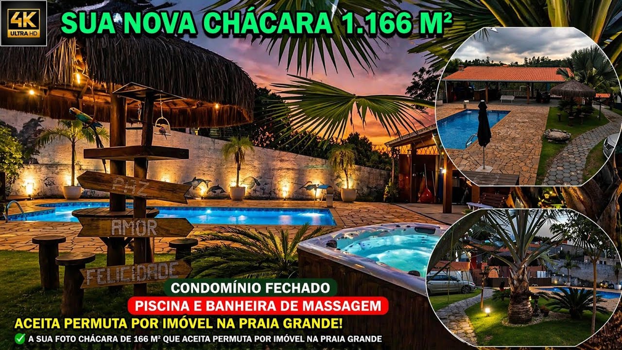 (🍀)CHÁCARA 1.166m² EM CONDOMÍNIO FECHADO – IBIÚNA/SP 🏡🏊 Piscina + 💦 Jacuzzi🌳 Muito verde e segurança