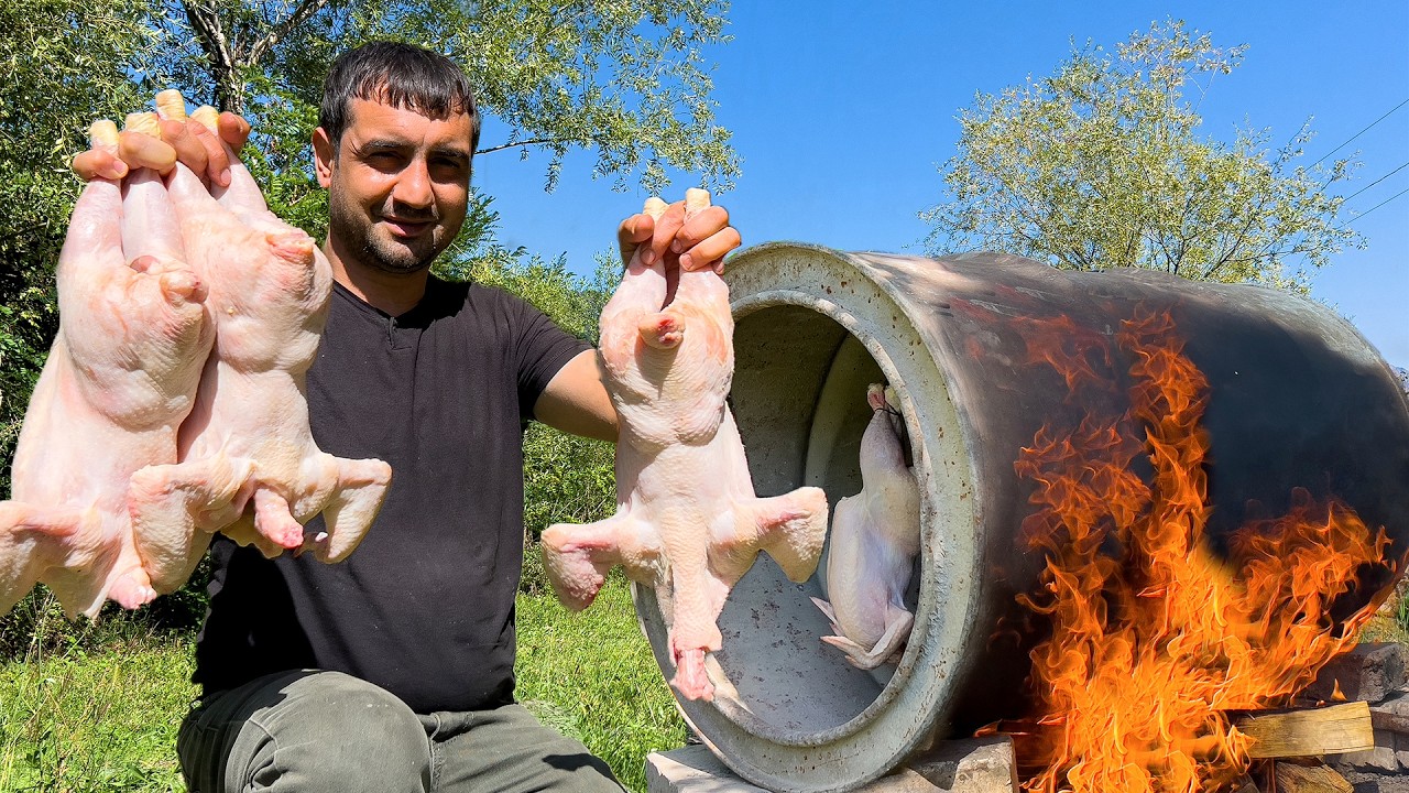 FORGET KFC! 🤯 Grilling a MASSIVE 8KG Chicken in a Big Barrel Smoker 🔥🍗