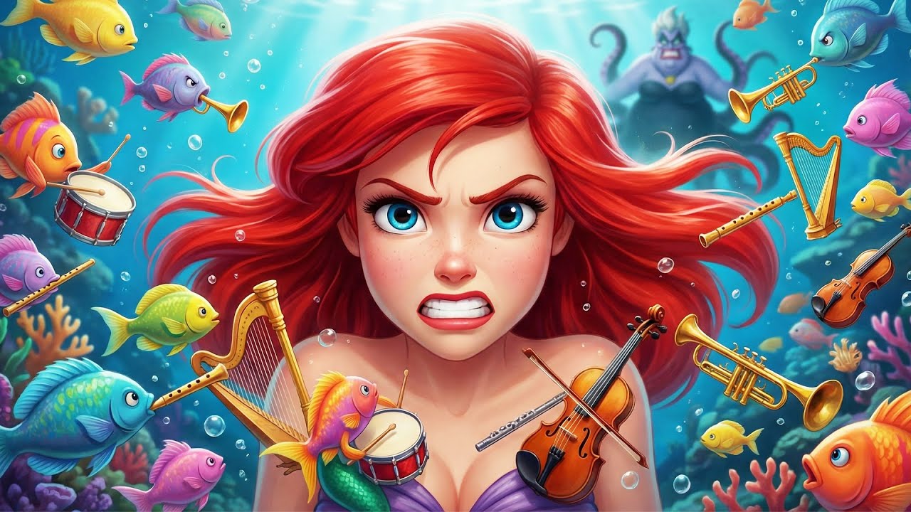 Underwater Music Battle 🎻🐠 Ariel’s Rage Explodes as Ursula Takes Control 💥🌊| Funny Mermaid Animation