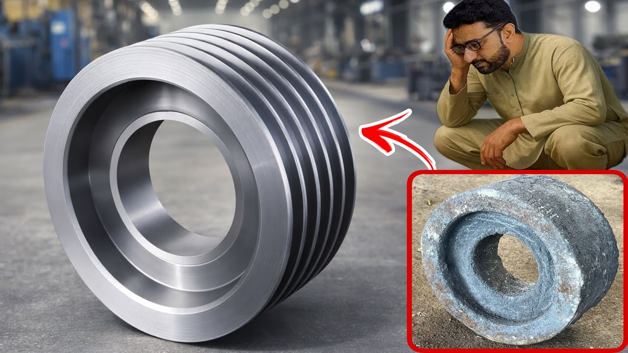 How To Afghan Mechanic Manufactured New V-Pulley on Lathe Machine