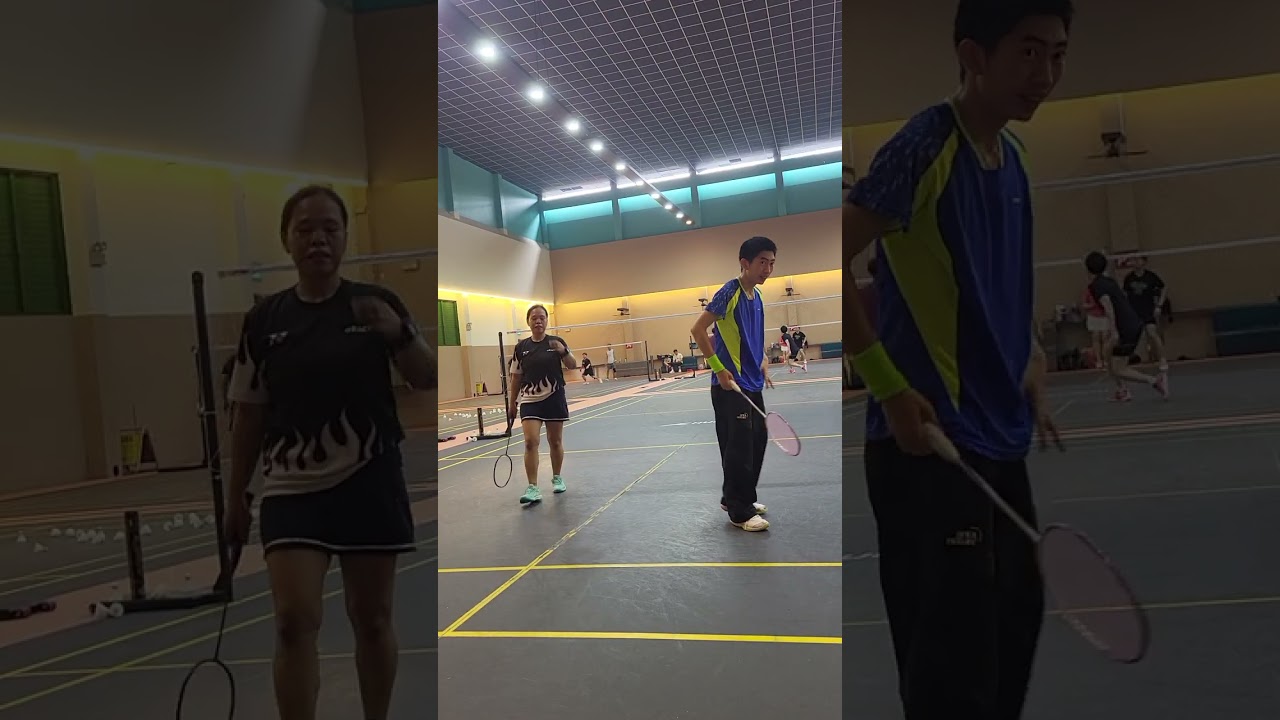 Mixed  Doubles badminton with friends at Kallang badminton hall meet up 🏸🏸🏸