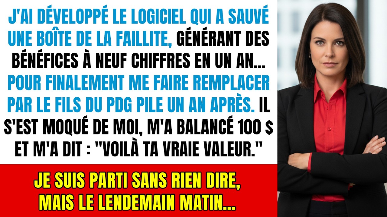 Après avoir sauvé l'entreprise, il a donné mon poste à son fils : sa plus grande erreur