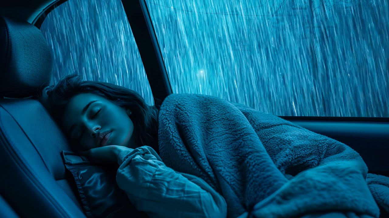 Sleep Deeply with Heavy Rain & Thunder on Car During Wild Storm in Ancient Woods at Night