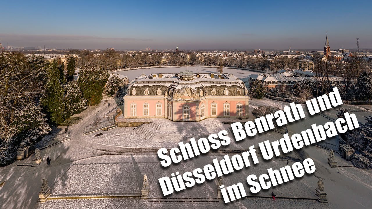 Düsseldorf Urdenbach und Schloss Benrath im Schnee von oben