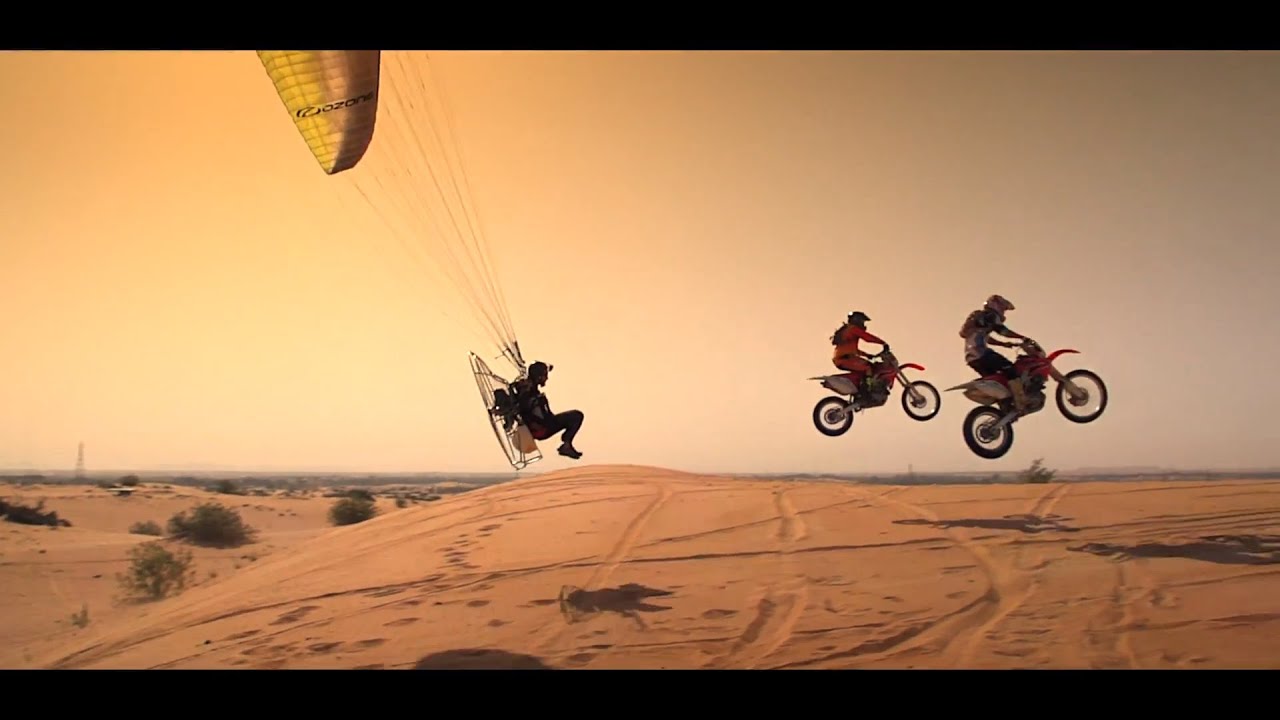 Dubai UAE Desert Motocross Paramotor Just Gas It