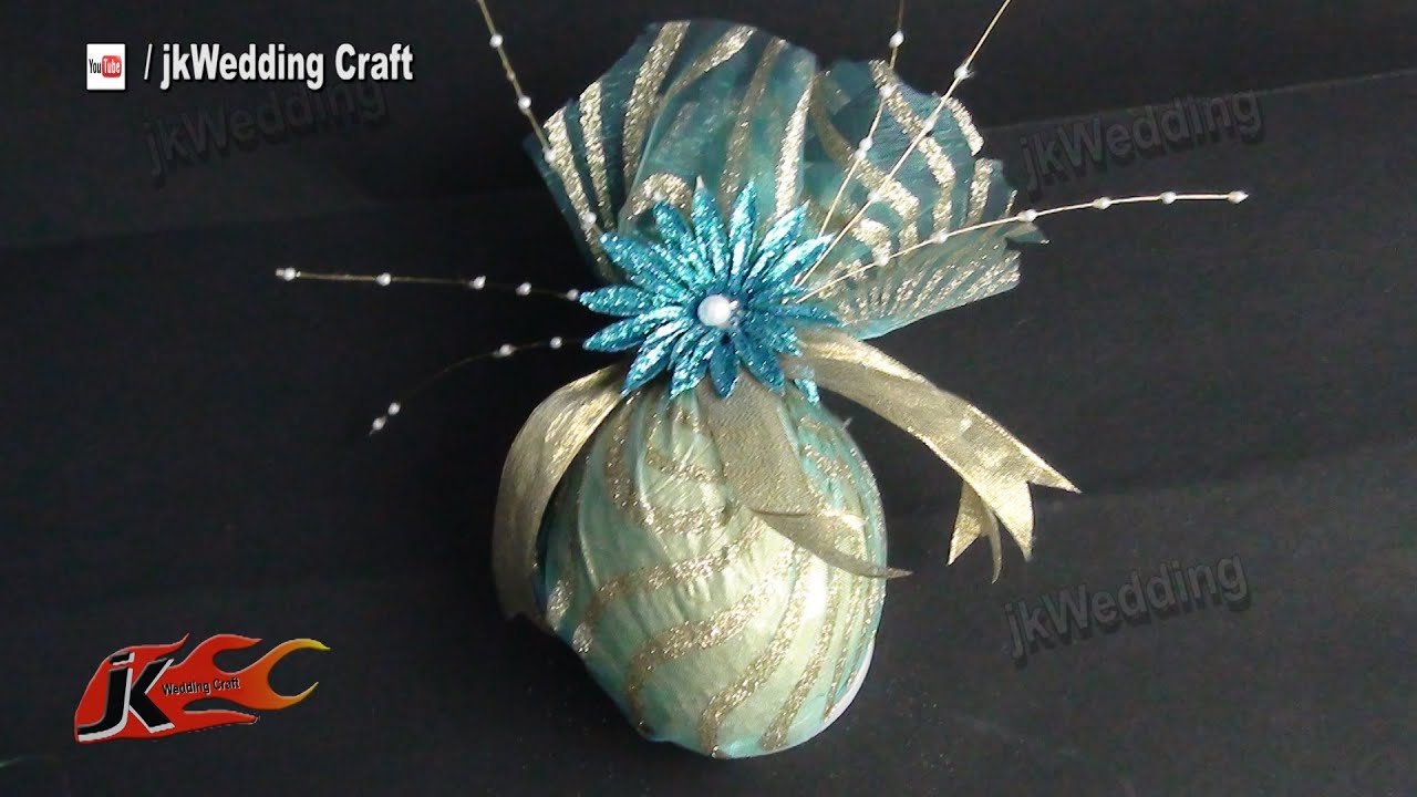 DIY Coconut Decoration For Indian Wedding | Shagun nariyal packing | JK Wedding 066