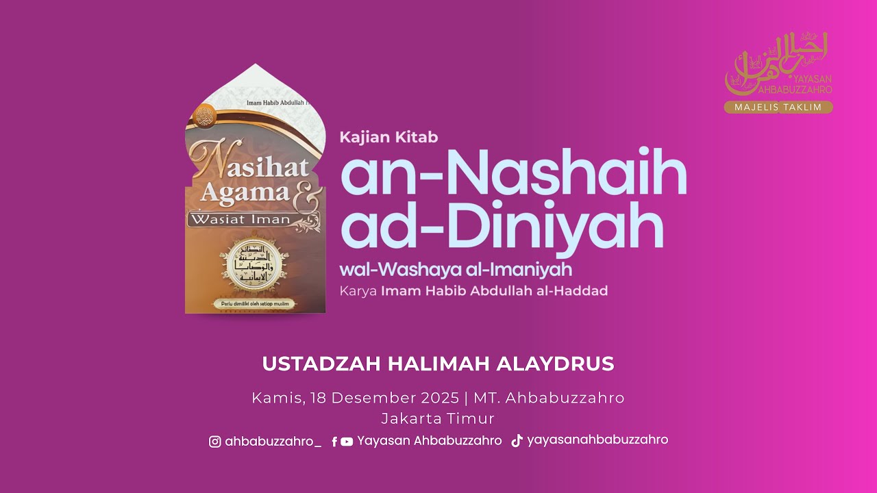 KAJIAN RUTIN MT. AhbabuzZahro bersama @UstadzahHalimahAlaydrusChannel 18 Desember 2025