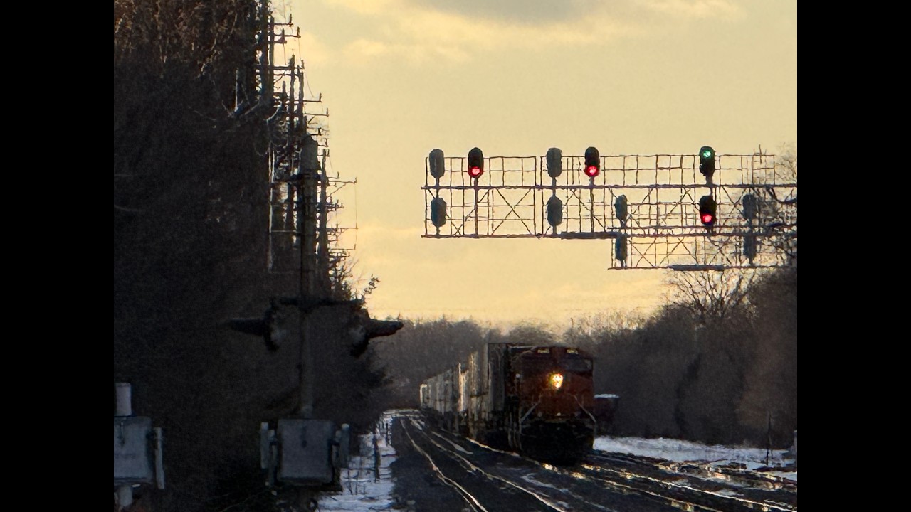 Trains under the sunset and full moon