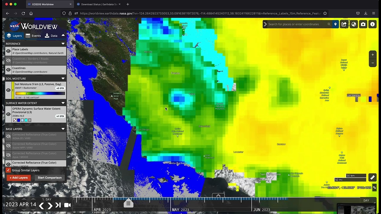 Exploring OPERA Surface Water Extent Data in NASA Worldview