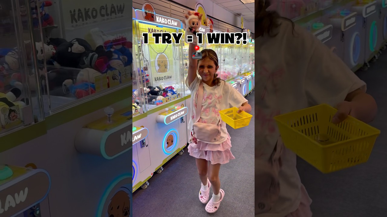 I WON Labubu with the Claw Machine!! 🐰🕹️ #labubu #popmart #blowup