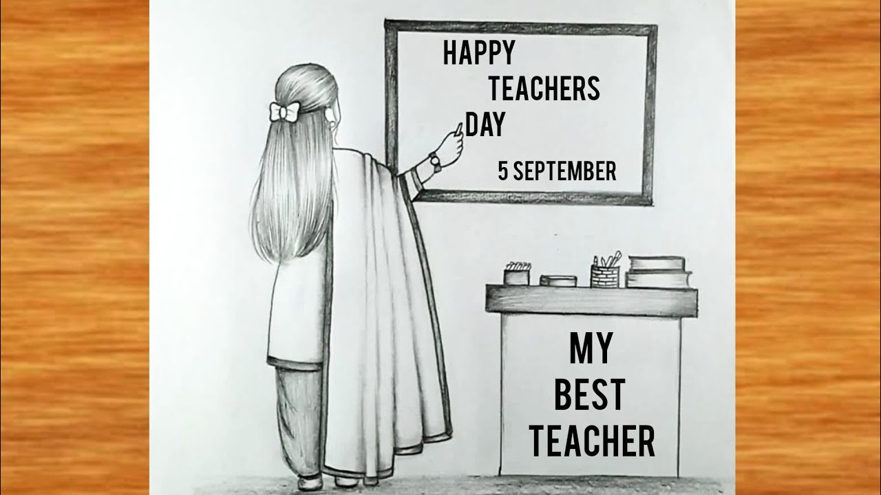Happy Teachers Day Drawing with Pencil ||  how to draw teacher ji || Teachers Day drawing Very Easy 