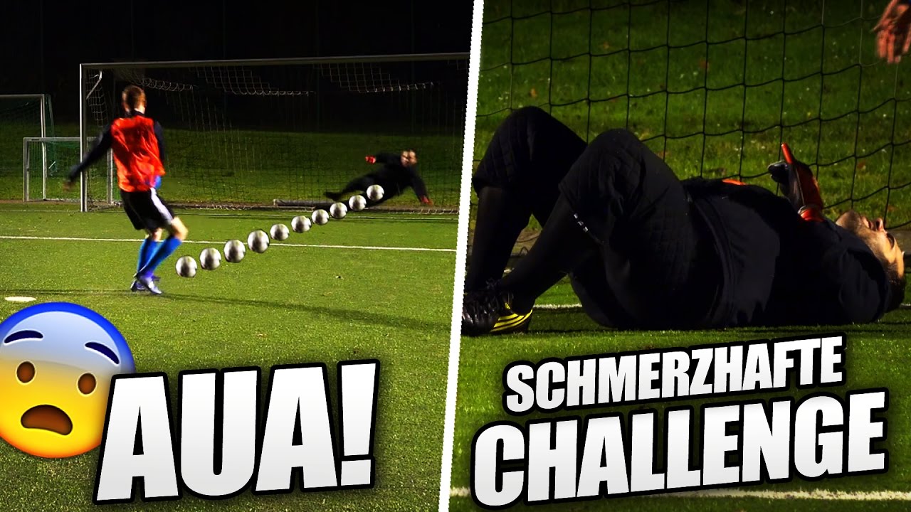 VOLLSPANNSCHUSS IN DIE EIER😱 LUSTIGE FUßBALL CHALLENGE MIT UNSERER MANNSCHAFT⚽ | PMTV