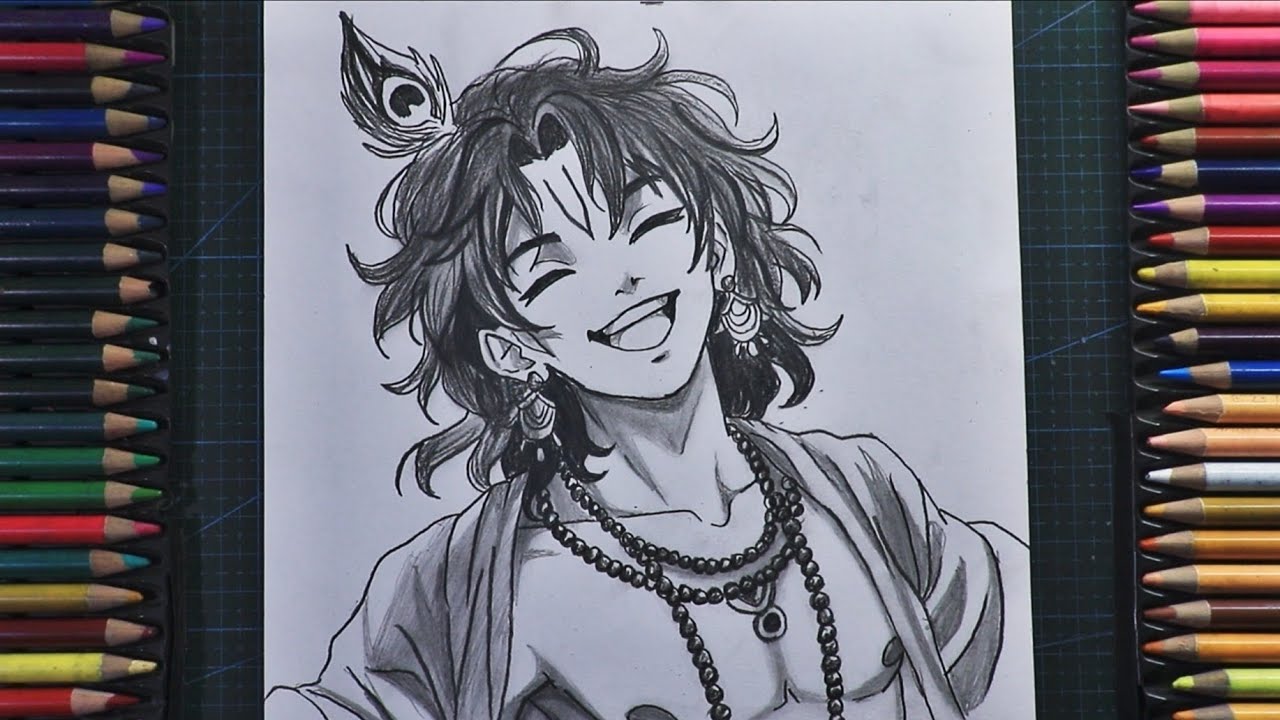 How To Draw Lord Krishna in Anime style  || Anime Drawing Step By Step