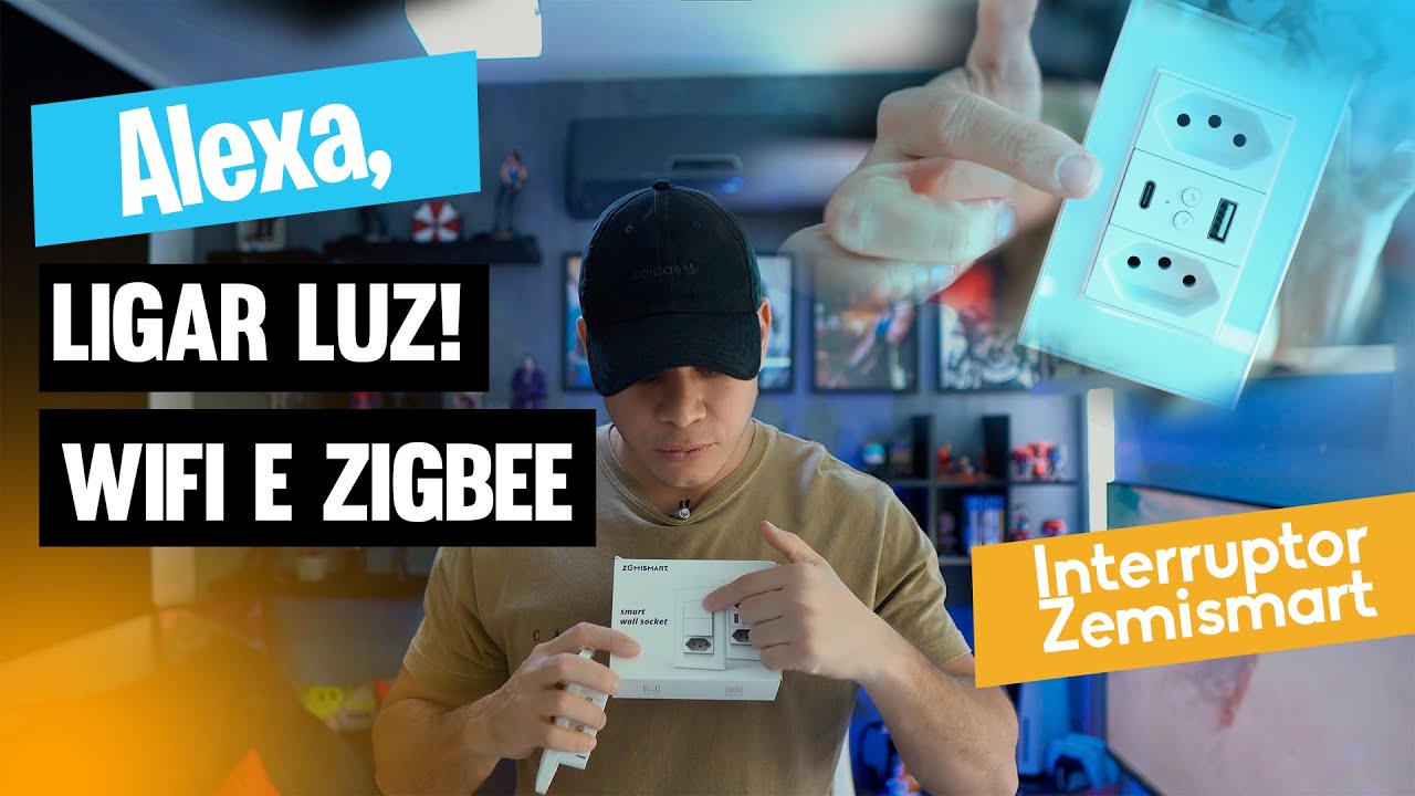 Alexa, Ligar luz! Interruptor ZemiSmart Wifi com USB e tomada e modelo Vers&atilde;o Zigbee