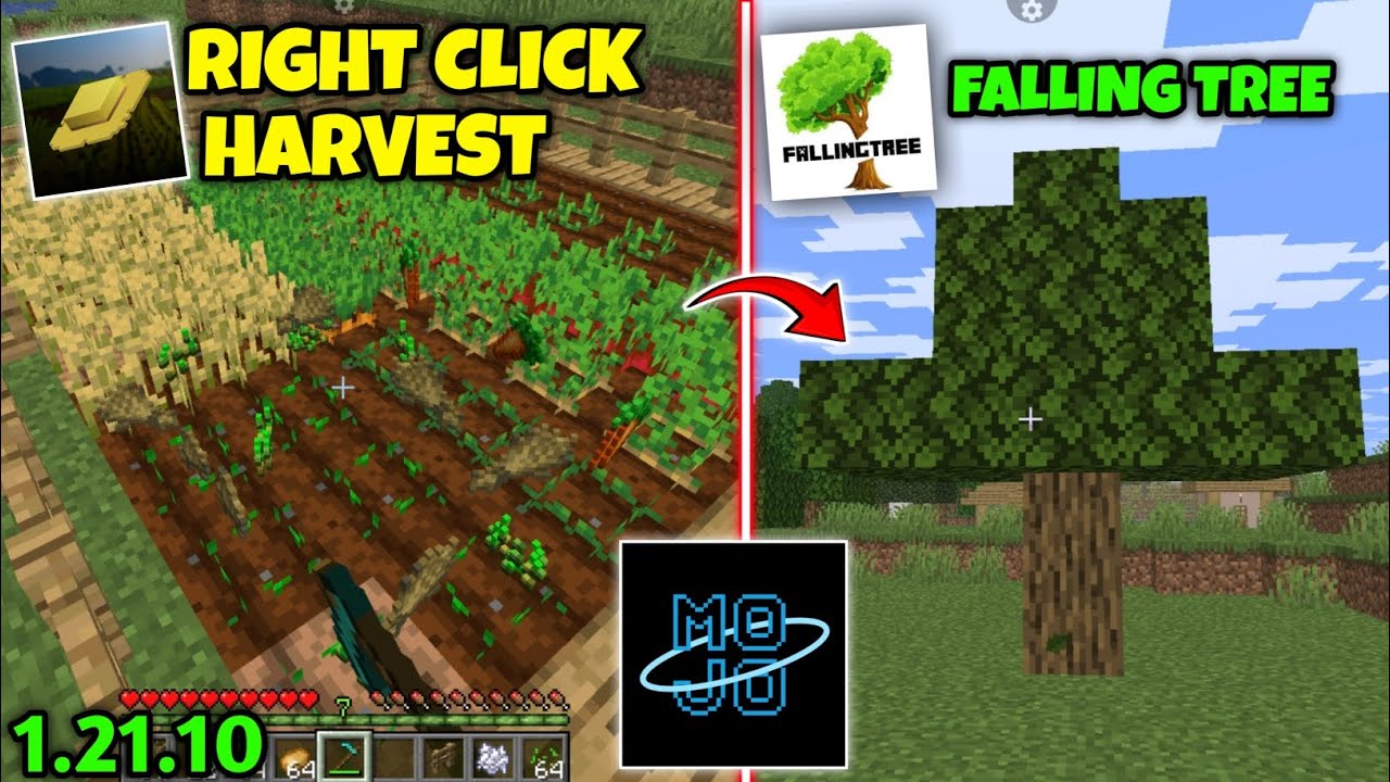 Right Click Harvest & Falling Tree Mod 1.21.10 Mojo Launcher 🤯 