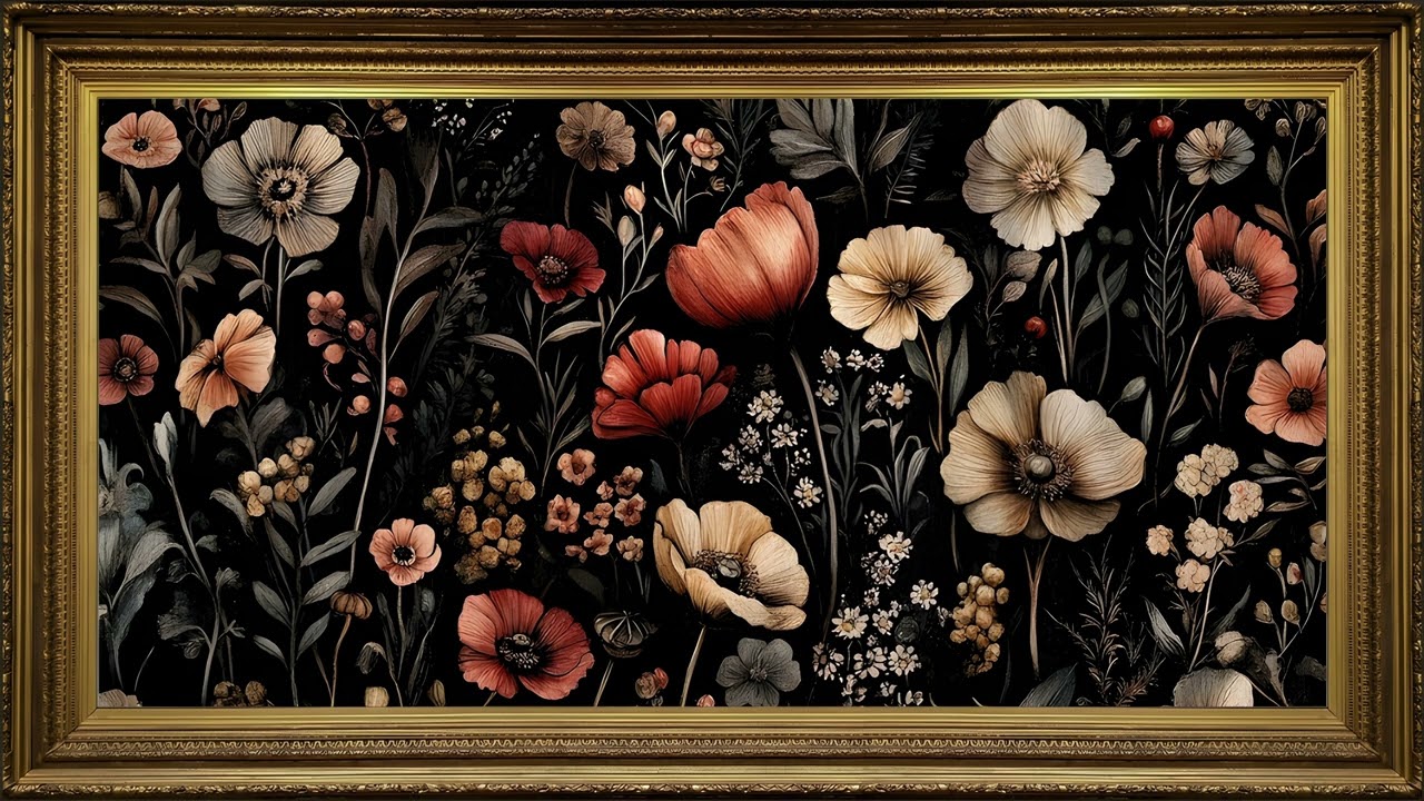Vintage Garden, Moody Victorian Oil Painting | Gold Framed Art Screensaver for TV