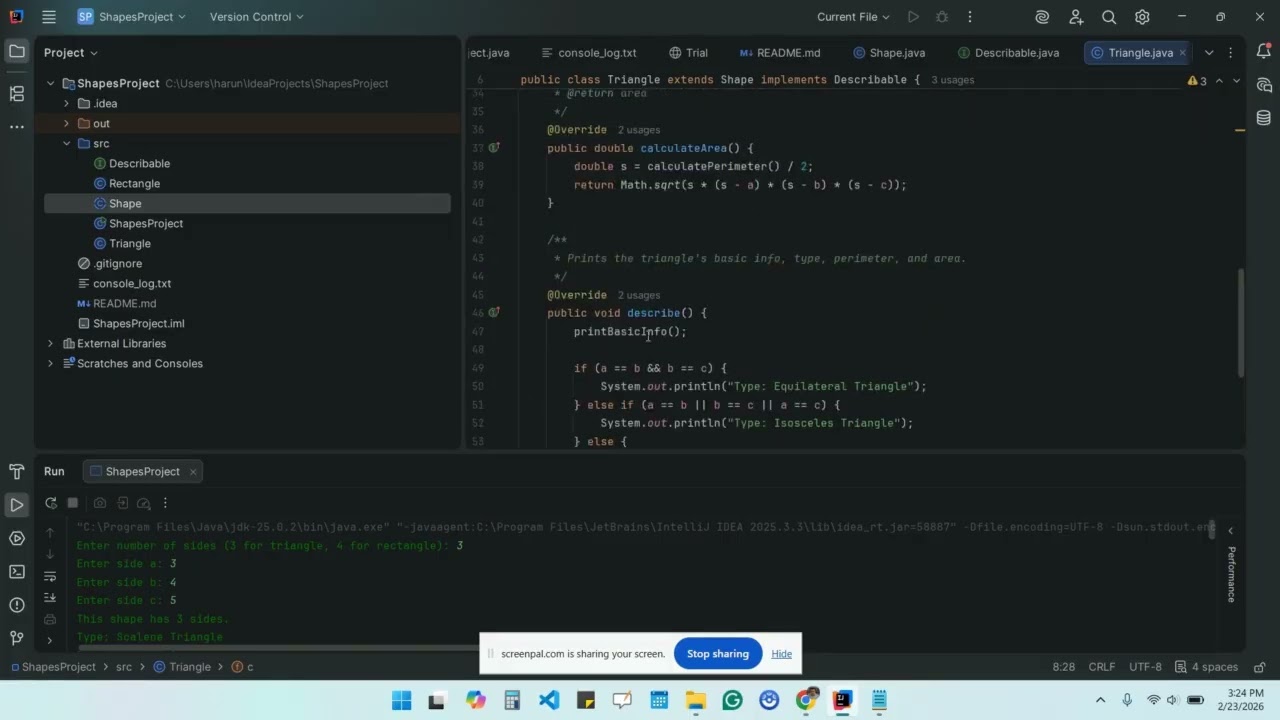 Walkthrough of Java Shapes Project