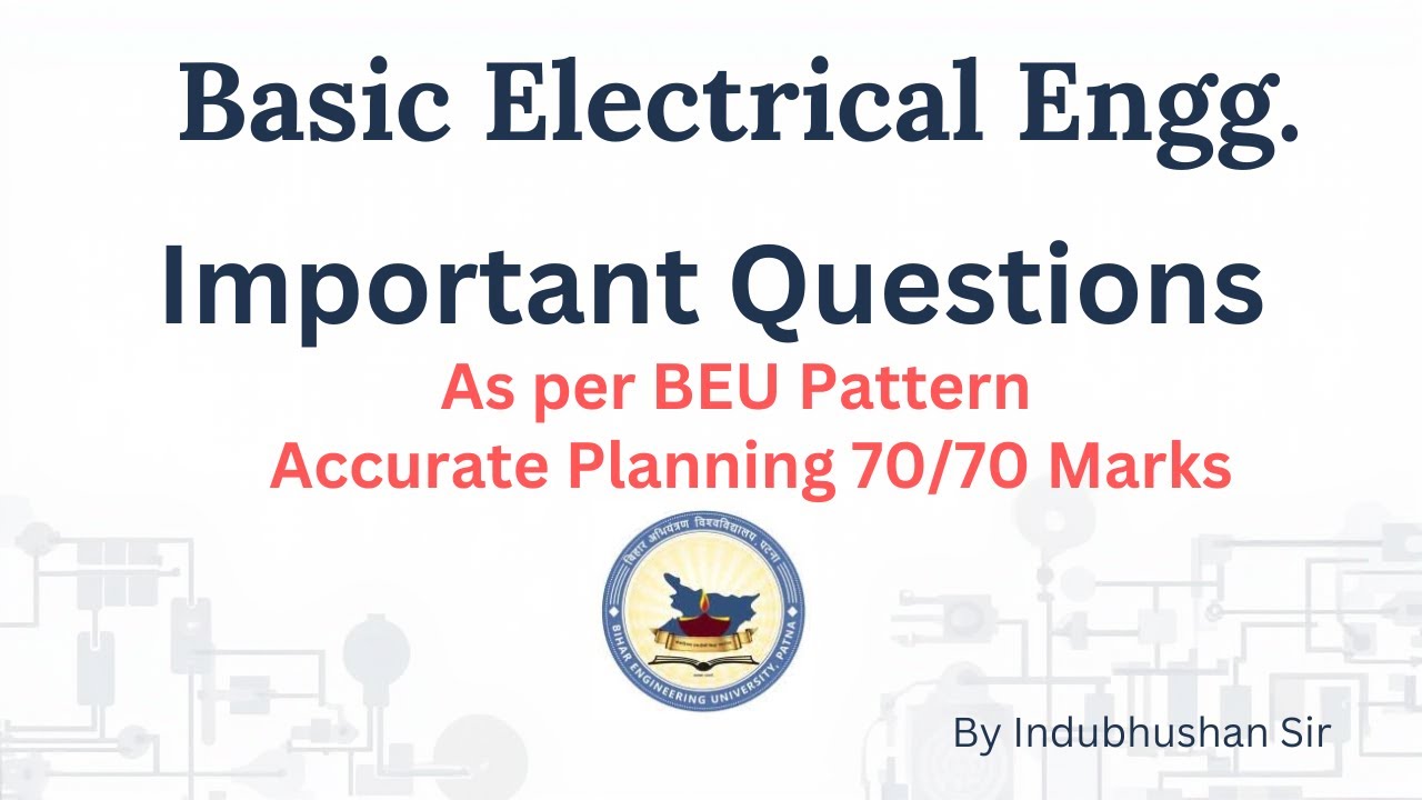 Bihar Engg. University 1st Year BEE Paper (Common ) #btech #bee #electrical #bihar 